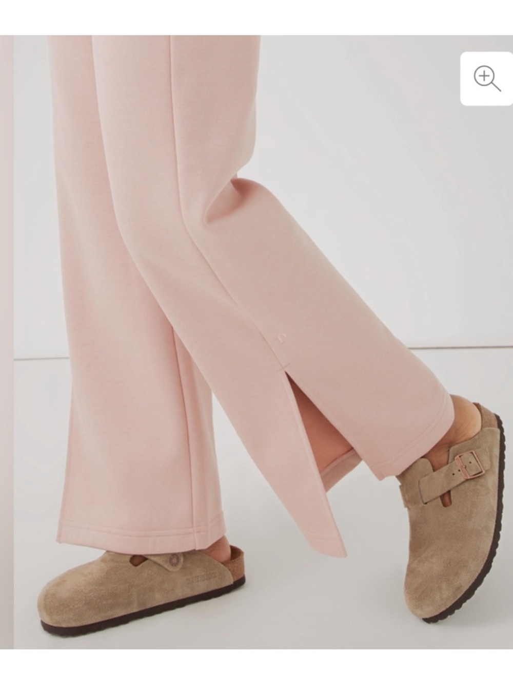 Pact Courtside Pink Split Hem Organic Cotton Fleece Sweatpants Wide Leg SZ Large - Picture 6 of 13